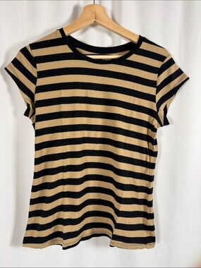 Universal Thread Black and Tan Striped Short Sleeve Tee